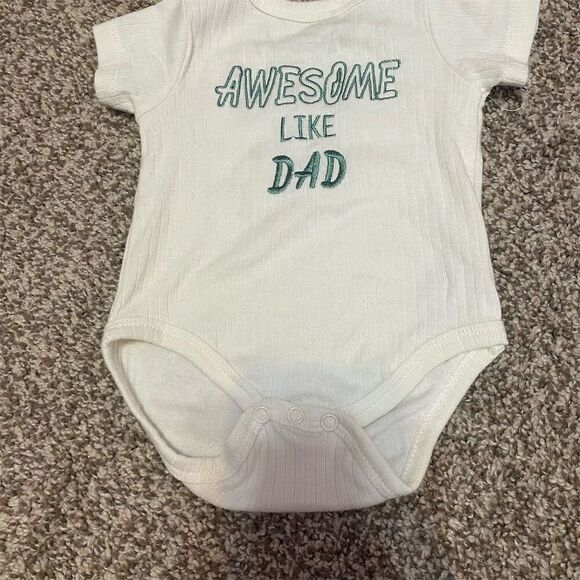 Talari "Awesome Like Dad" Baby Bodysuit Beige Unisex Short Sleeve - Picture 1 of 2